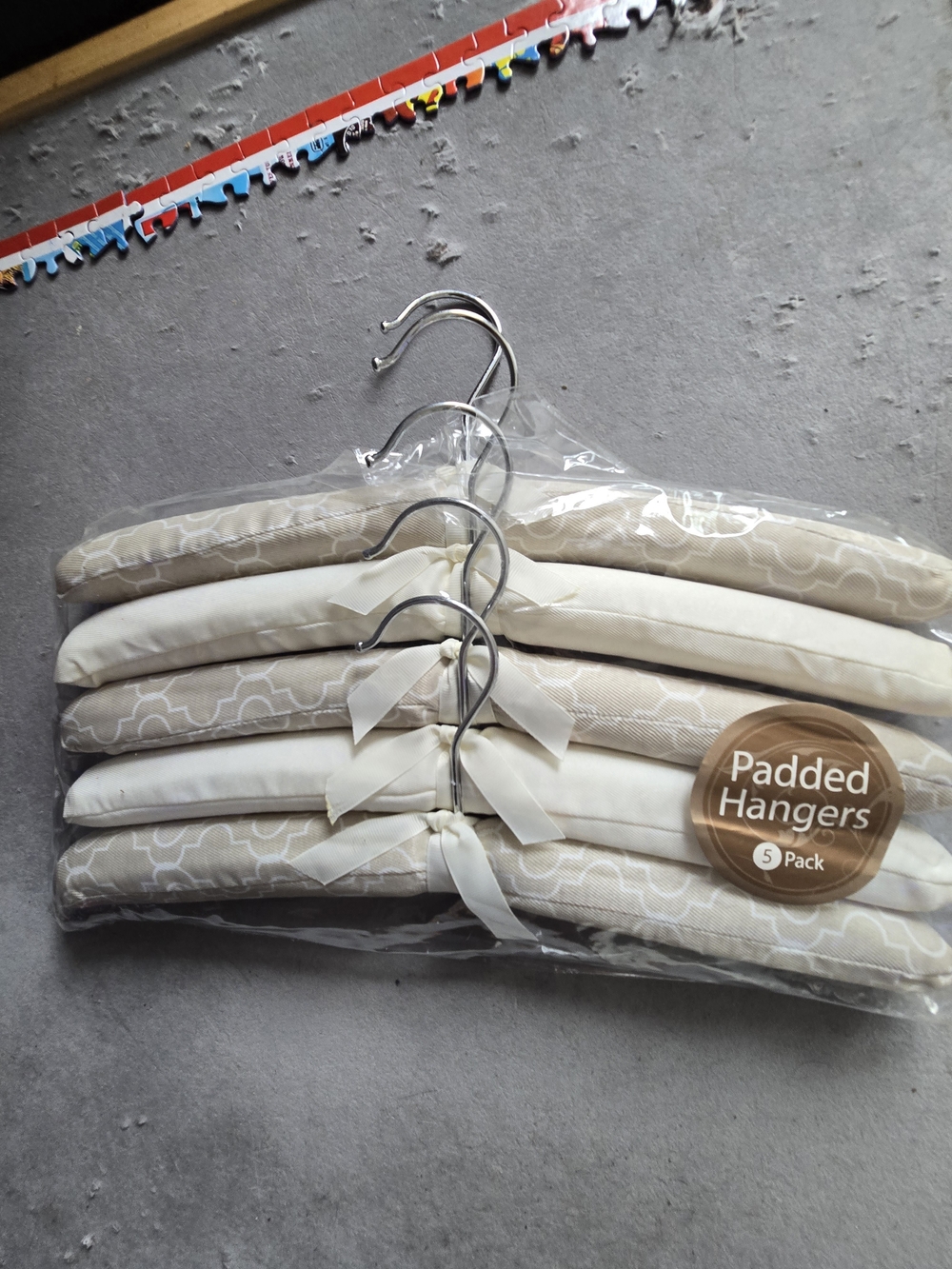 Padded Clothing Hangers - Beige and Cream (5 Pack)